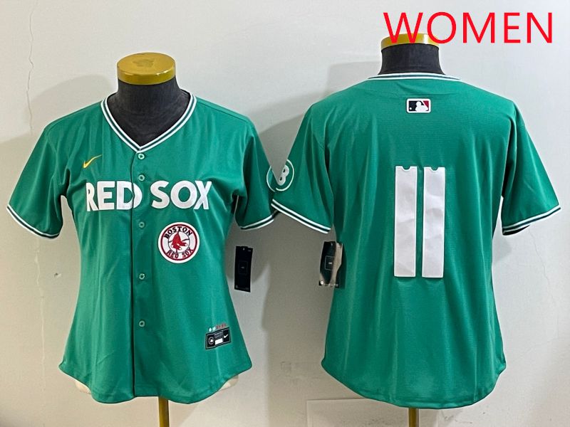 Women Boston Red Sox #11 No Name Green Joint Name Nike 2025 MLB Jersey style 10->women mlb jersey->Women Jersey